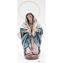 Escena Anunciación a la Virgen María, en barro lienzado.