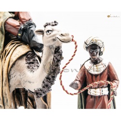 Reyes a camello con pajes en barro lienzado